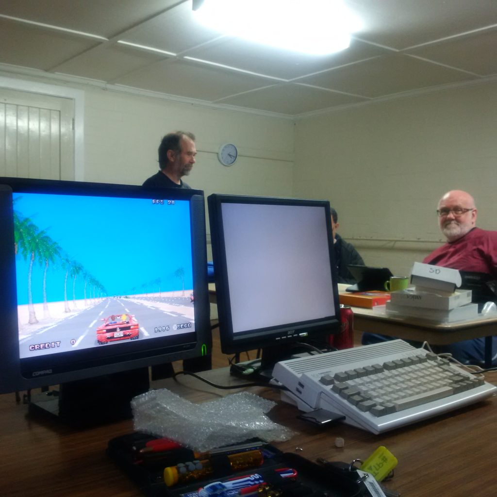 Arcade version of Outrun running on an Amiga 600